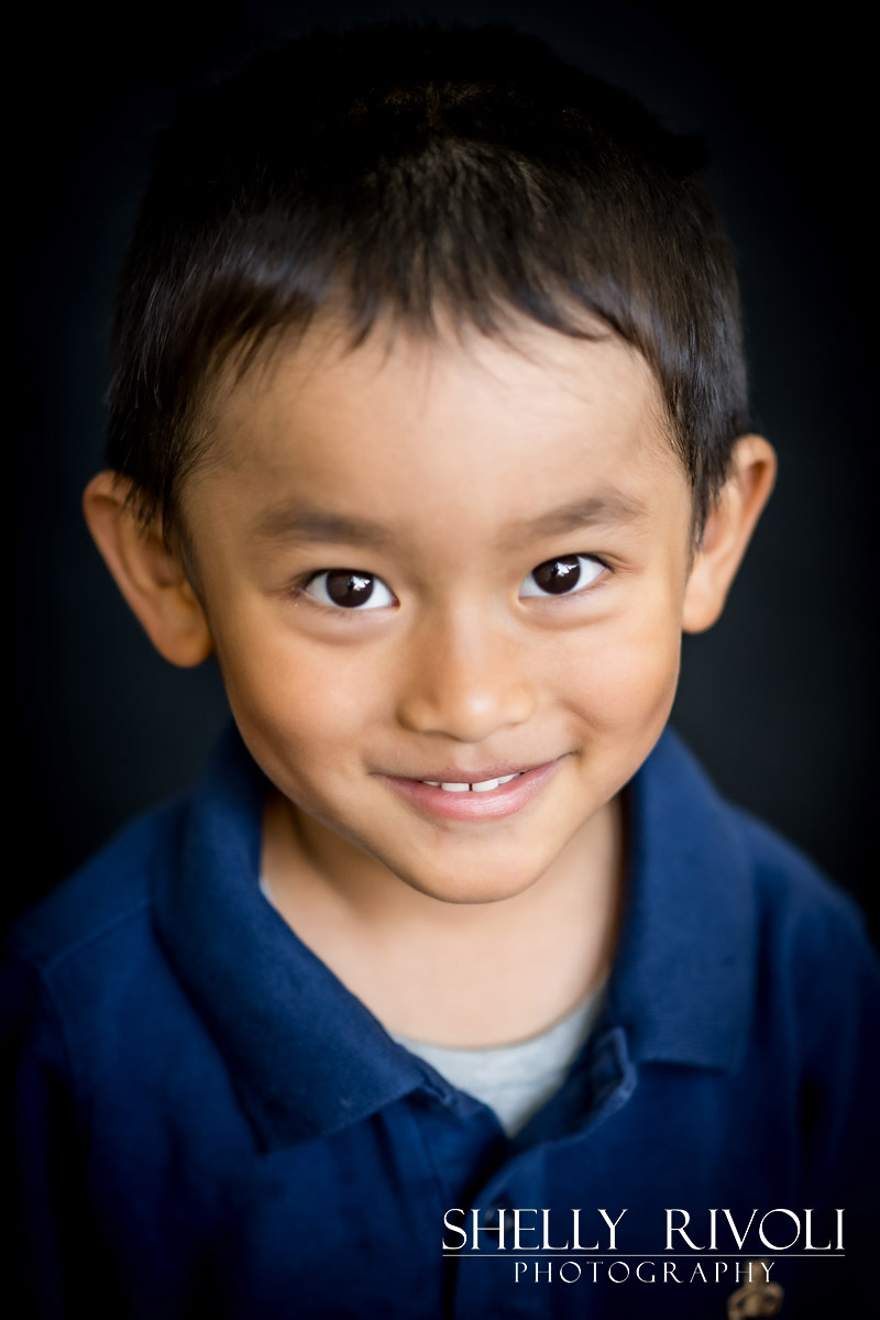Children's portrait of sweet young boy by photographer Shelly Rivoli